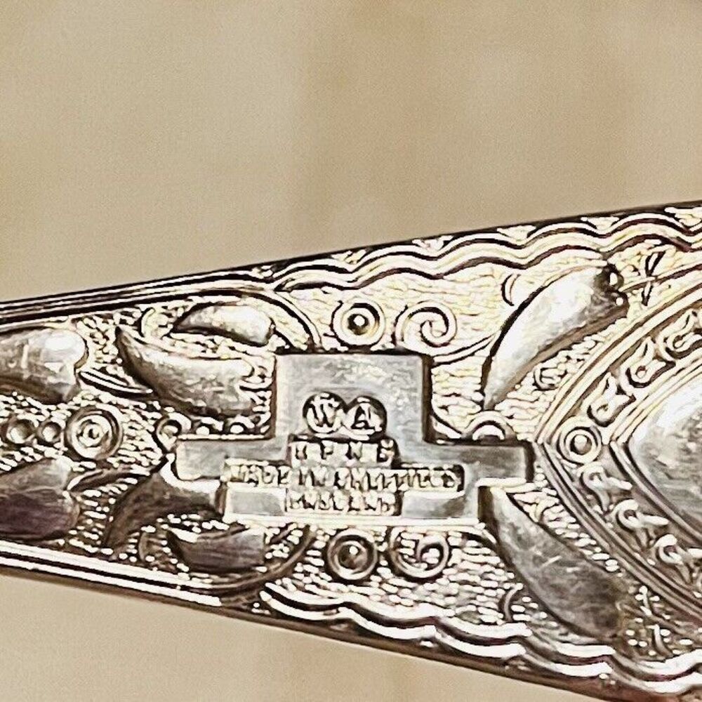 Vintage William Adams Sheffield England Serving Spoon Set Silverplate Gold Wash - Picture 6 of 10